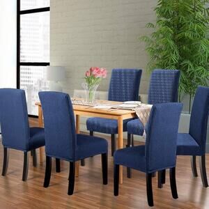 8 Pack Chair Slipcovers Dining Chair Protector Cover Dark Blue